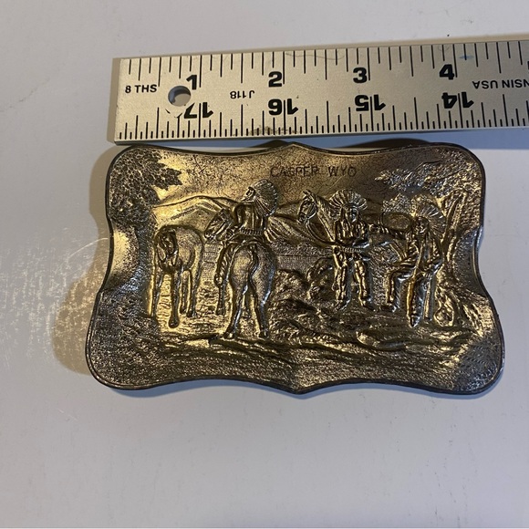 Casper, Wyoming vintage Tin plated ashtray GUC, detailed, made in occupied Japan - Picture 5 of 5